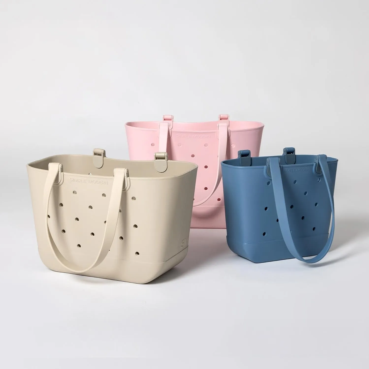 Simple Modern Extra-Large Beach Bag | Waterproof Getaway Rubber Tote with Zipper Pocket for Travel, Pool, Boat, Groceries, Sports | Blue Dune
