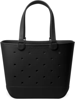 Simple Modern Extra-Large Beach Bag | Waterproof Getaway Rubber Tote with Zipper Pocket for Travel, Pool, Boat, Groceries, Sports | Midnight Black