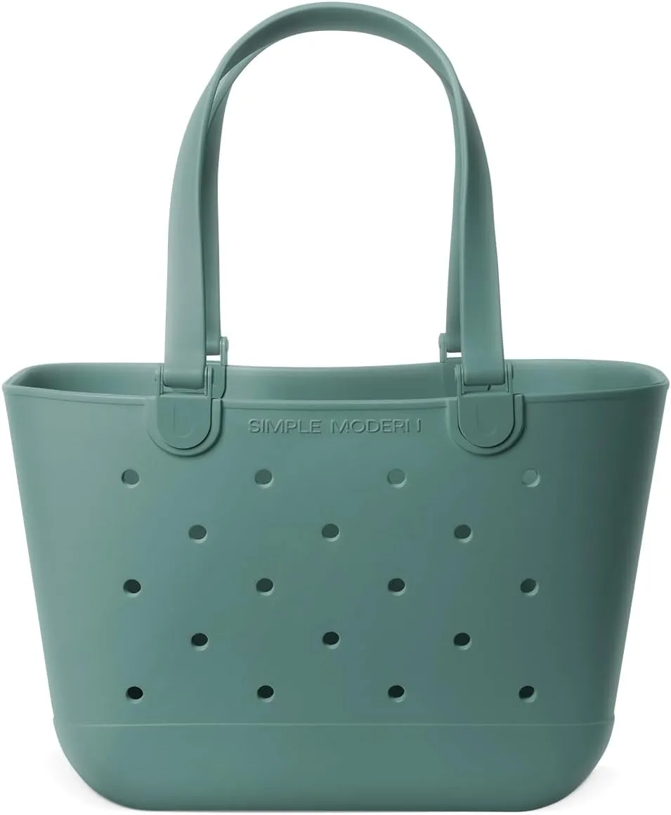 Simple Modern Large Beach Bag | Waterproof Getaway Rubber Tote with Zipper Pocket for Travel, Pool, Boat, Groceries, Sports | Laguna