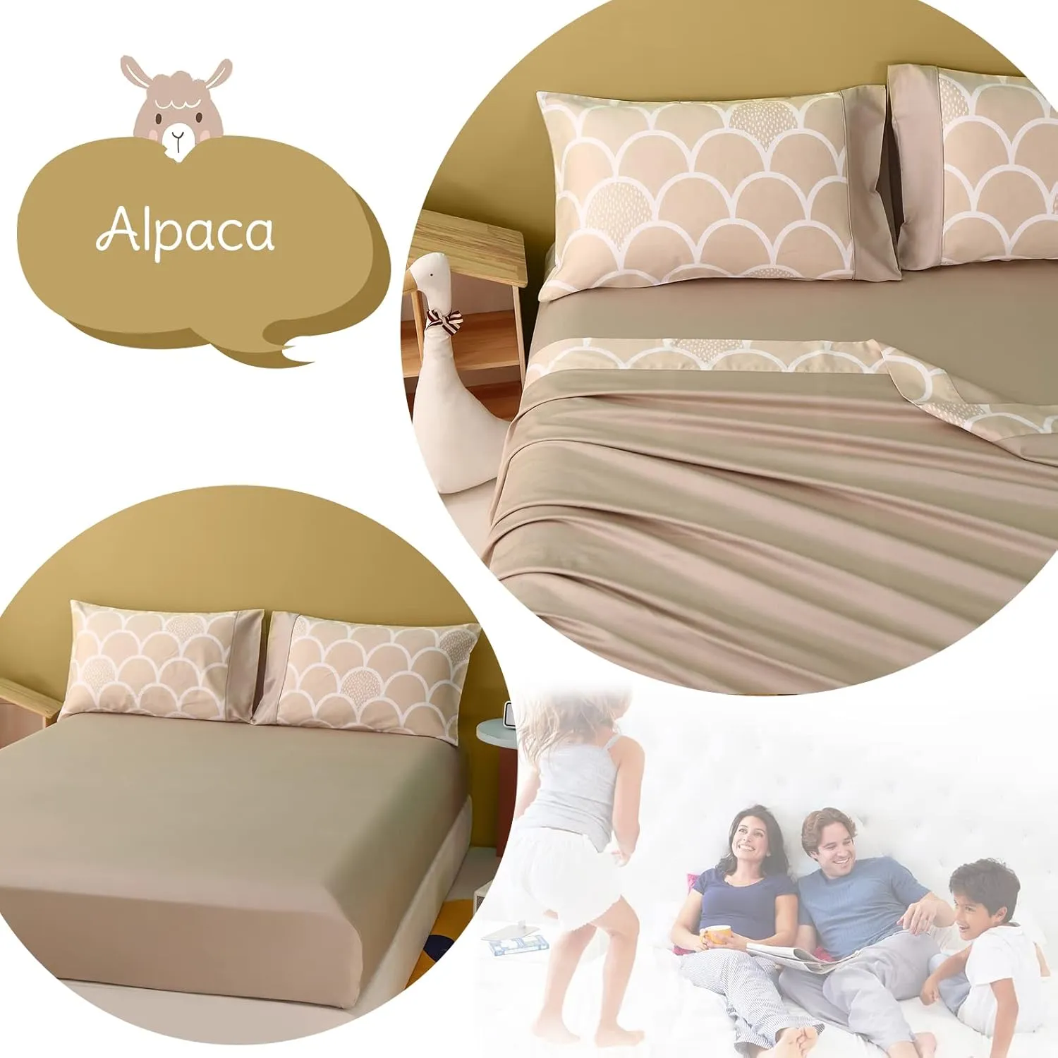 Simple&Opulence 100% Organic Cotton Sheet Set for Kids Teens, 3 Pieces Soft Bed Sheets Boy Girl Warm Adorable - Alpaca, Twin