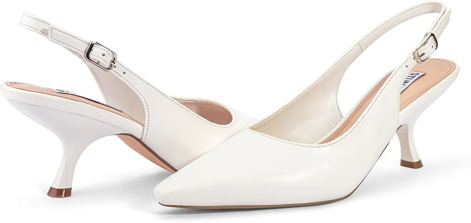 STUNAHOME Slingback Heels for Women Closed Pointed Toe Kitten Pumps Fashion Low Heel Wedding Casual Dress Shoes, Nude