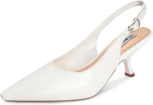 STUNAHOME Slingback Heels for Women Closed Pointed Toe Kitten Pumps Fashion Low Heel Wedding Casual Dress Shoes, Nude