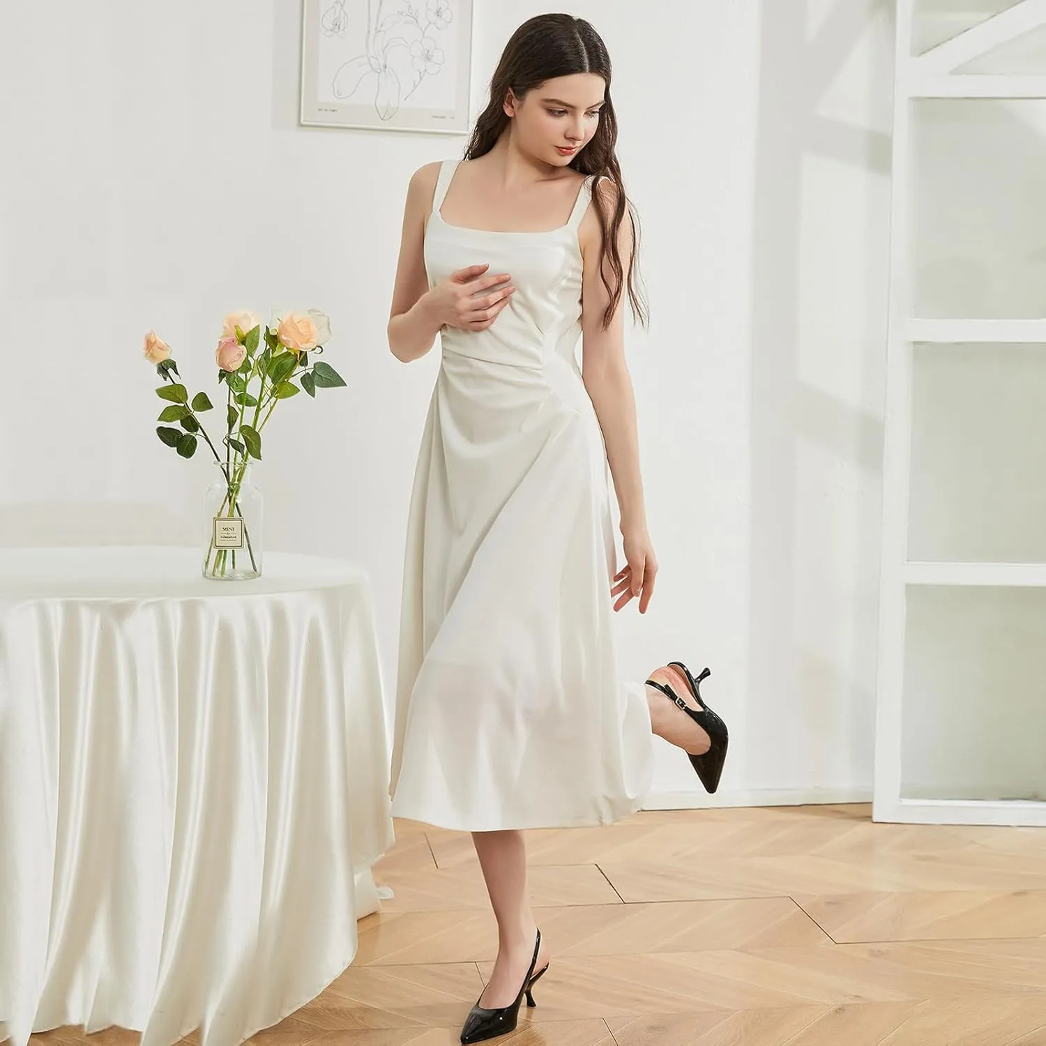 STUNAHOME Slingback Heels for Women Closed Pointed Toe Kitten Pumps Fashion Low Heel Wedding Casual Dress Shoes, Nude