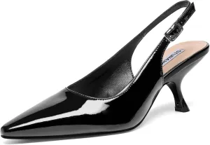 STUNAHOME Slingback Heels for Women Closed Pointed Toe Kitten Pumps Fashion Low Heel Wedding Casual Dress Shoes, Nude