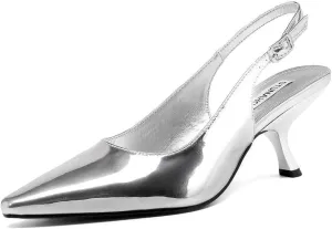 STUNAHOME Womens Slingback Kitten Heels Closed Pointed Toe Bowknot Knitted Slip On Work Pumps Dress Shoes, Gold