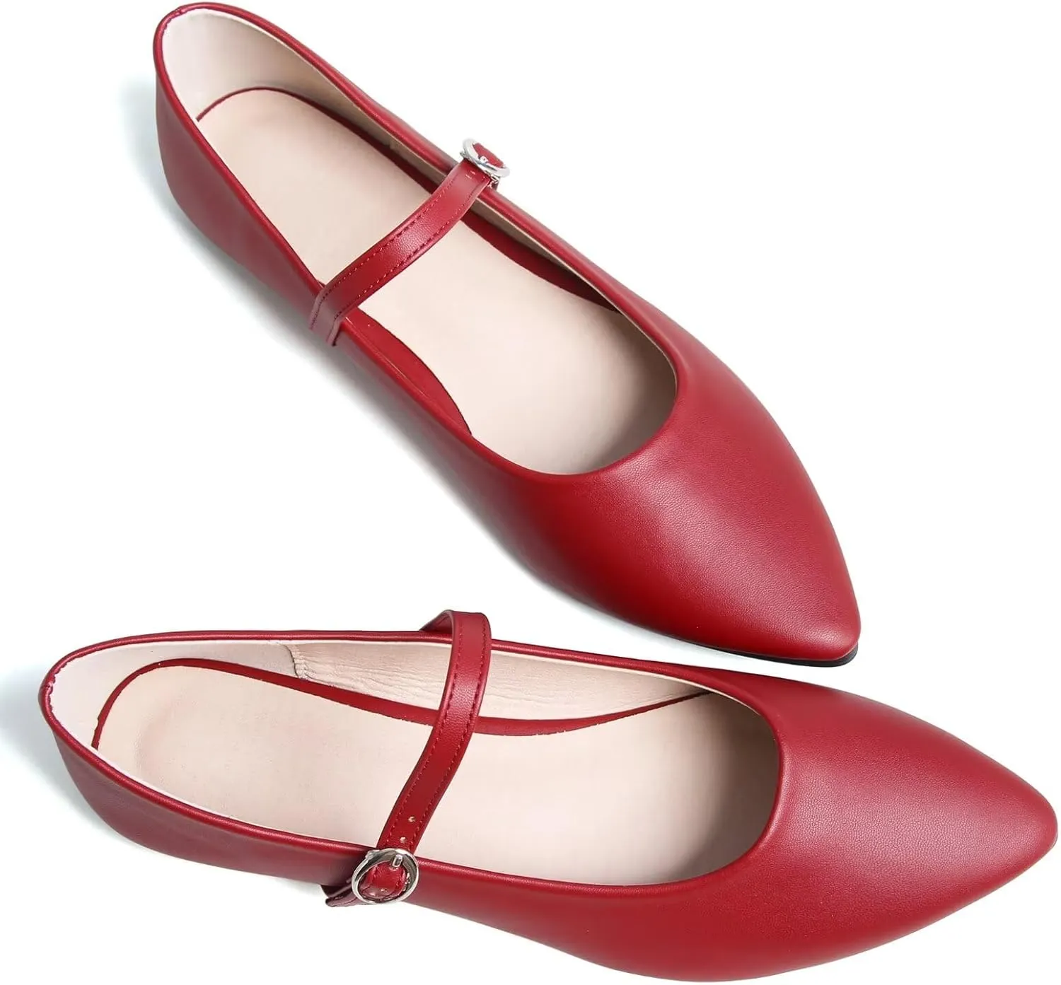 Stunner Women's Mary Jane Flats Fashion Pointed Toe Ballet Flats Comfort Buckle Strap Walk Flats