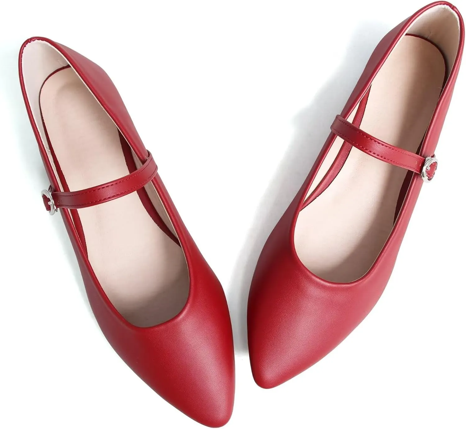Stunner Women's Mary Jane Flats Fashion Pointed Toe Ballet Flats Comfort Buckle Strap Walk Flats