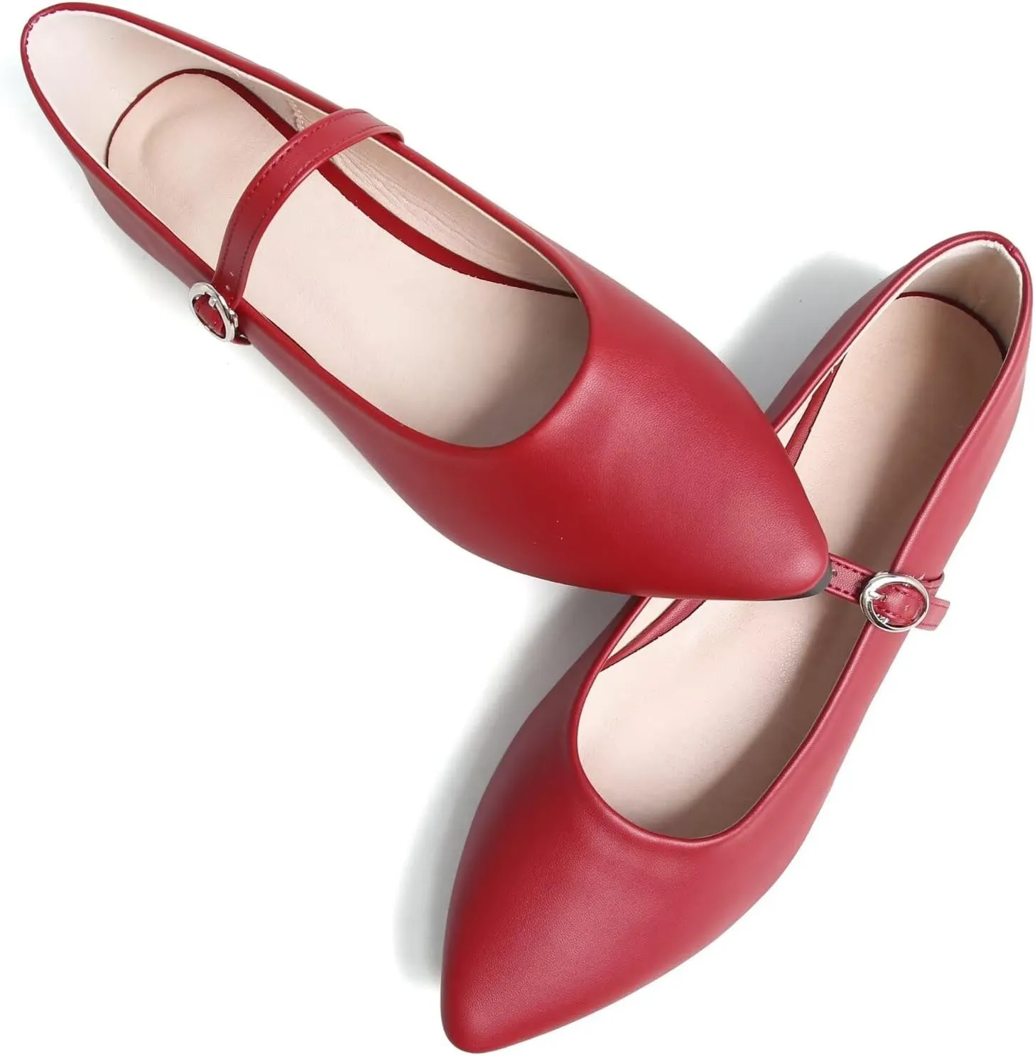 Stunner Women's Mary Jane Flats Fashion Pointed Toe Ballet Flats Comfort Buckle Strap Walk Flats