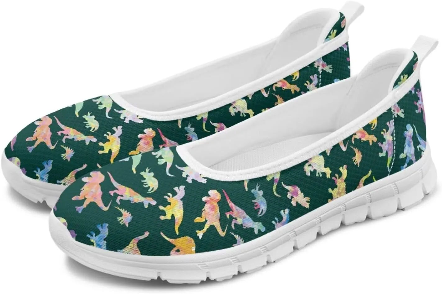 SYtrade Women Slip On Loafers Summer Art Travel Sneakers White Sole