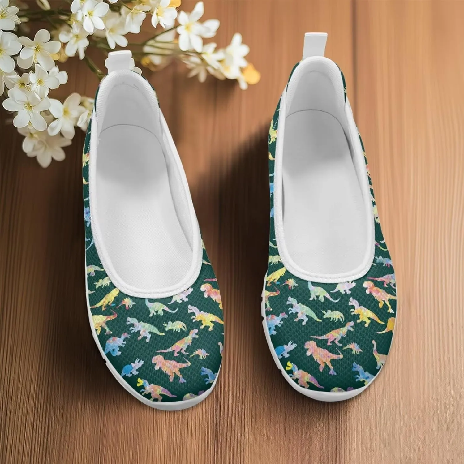 SYtrade Women Slip On Loafers Summer Art Travel Sneakers White Sole