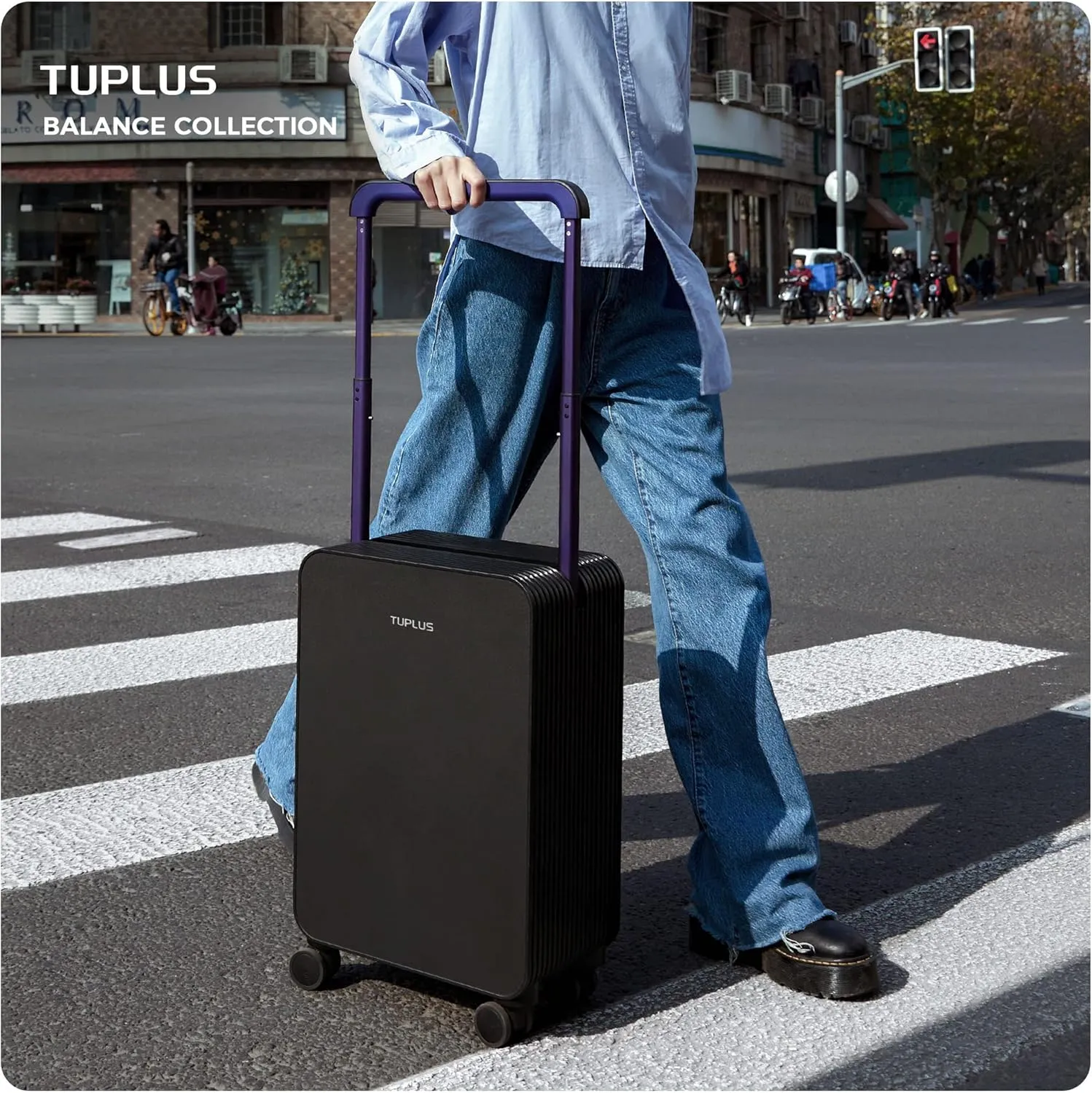 TUPLUS Suitcase ABS Hard Shell Luggage with 4 Spinner Wheels Hold Check in Travel Case, Balance Series