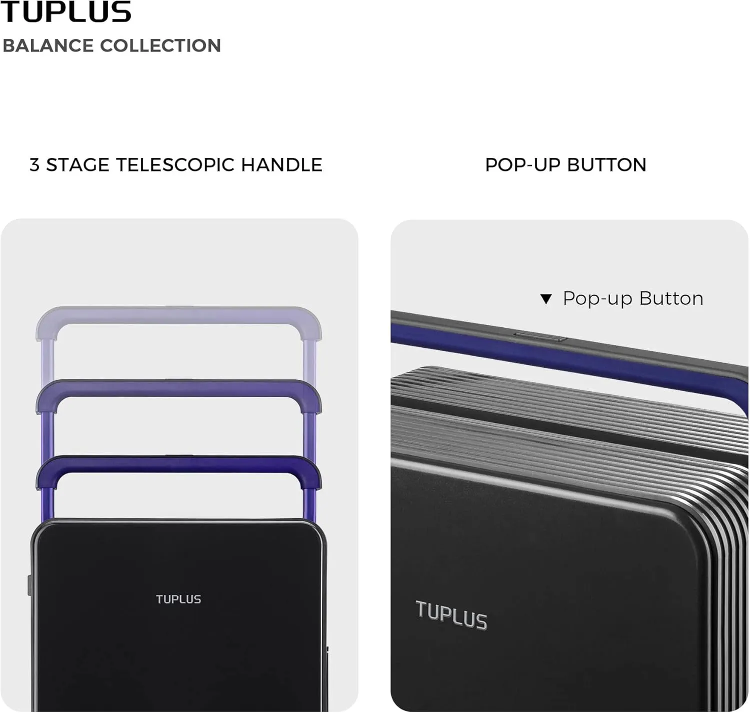 TUPLUS Suitcase ABS Hard Shell Luggage with 4 Spinner Wheels Hold Check in Travel Case, Balance Series