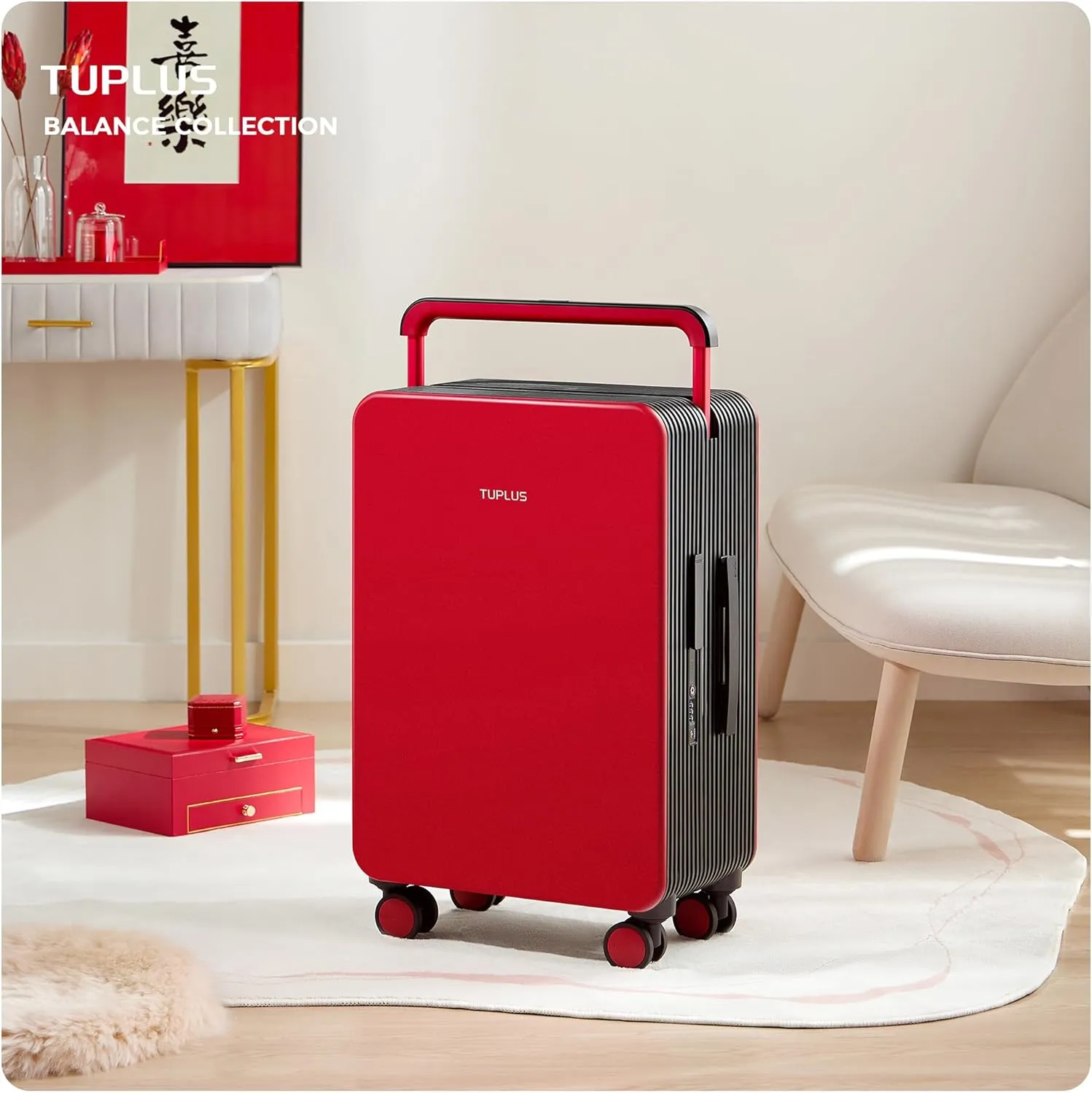 TUPLUS Suitcase ABS Hard Shell Luggage with 4 Spinner Wheels Hold Check in Travel Case, Balance Series