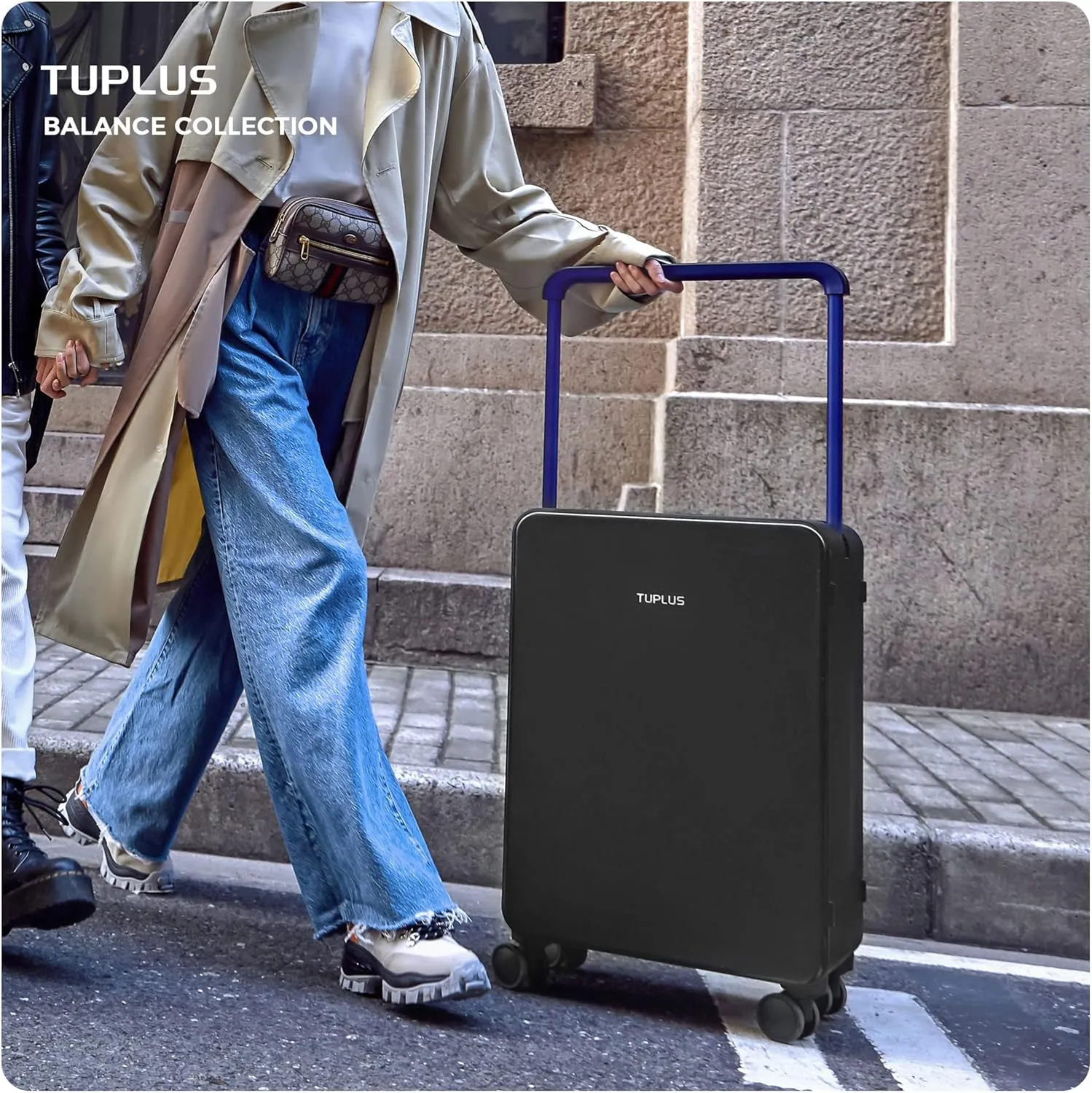 TUPLUS Suitcase ABS Hard Shell Luggage with 4 Spinner Wheels Hold Check in Travel Case, Balance Series