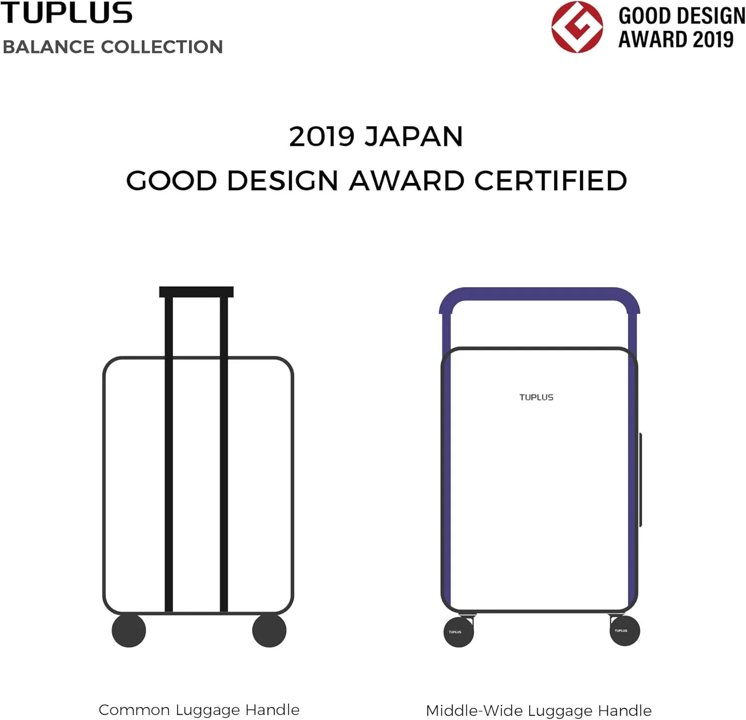 TUPLUS Suitcase ABS Hard Shell Luggage with 4 Spinner Wheels Hold Check in Travel Case, Balance Series