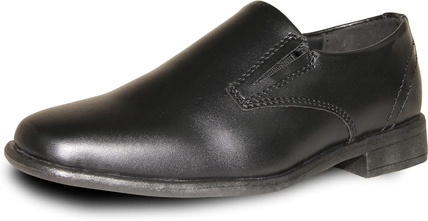 VANGELO Boy Kid Dress Shoe Oxford Lace Up Loafer Slip On Tuxedo Shoes for Prom, Uniform, Wedding Formal Events Size from Toddler to Big Kid