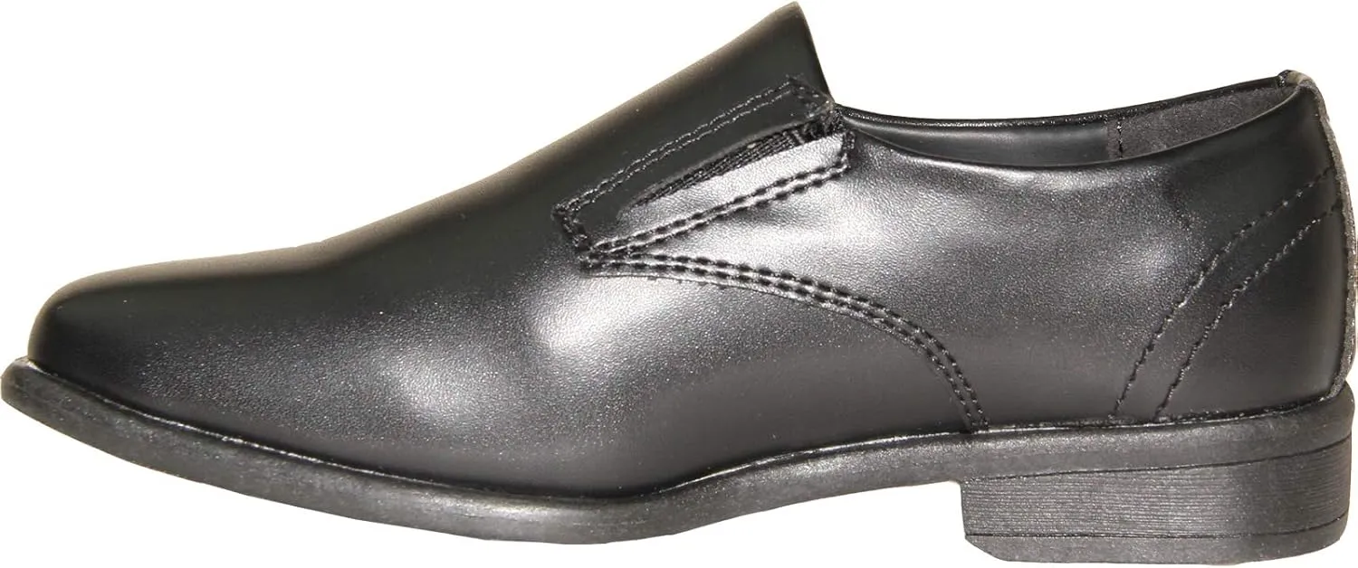 VANGELO Boy Kid Dress Shoe Oxford Lace Up Loafer Slip On Tuxedo Shoes for Prom, Uniform, Wedding Formal Events Size from Toddler to Big Kid