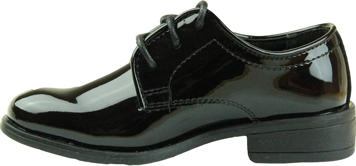 VANGELO Boy Kid Dress Shoe Oxford Lace Up Loafer Slip On Tuxedo Shoes for Prom, Uniform, Wedding Formal Events Size from Toddler to Big Kid