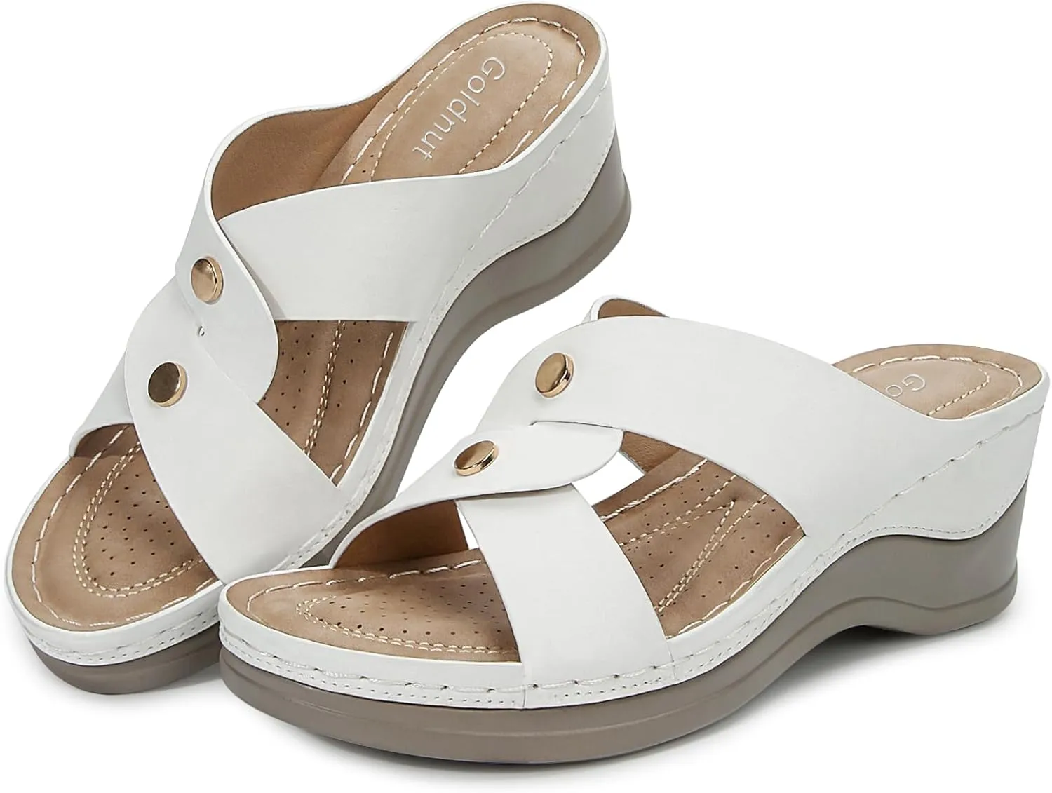 Wedges Sandals for Women Dressy, Flower Cut Out Platform Slides Sandal Comfort Low Wedge
