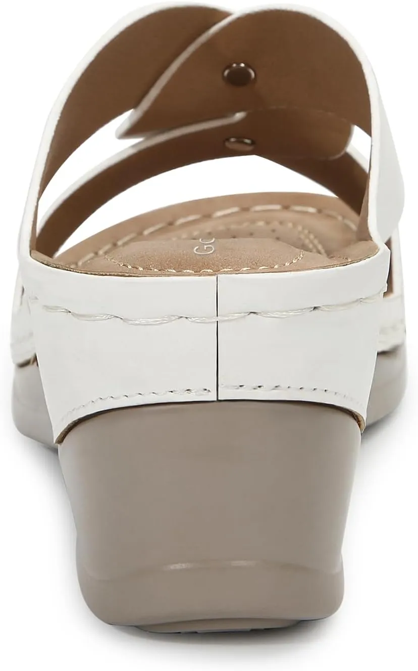 Wedges Sandals for Women Dressy, Flower Cut Out Platform Slides Sandal Comfort Low Wedge