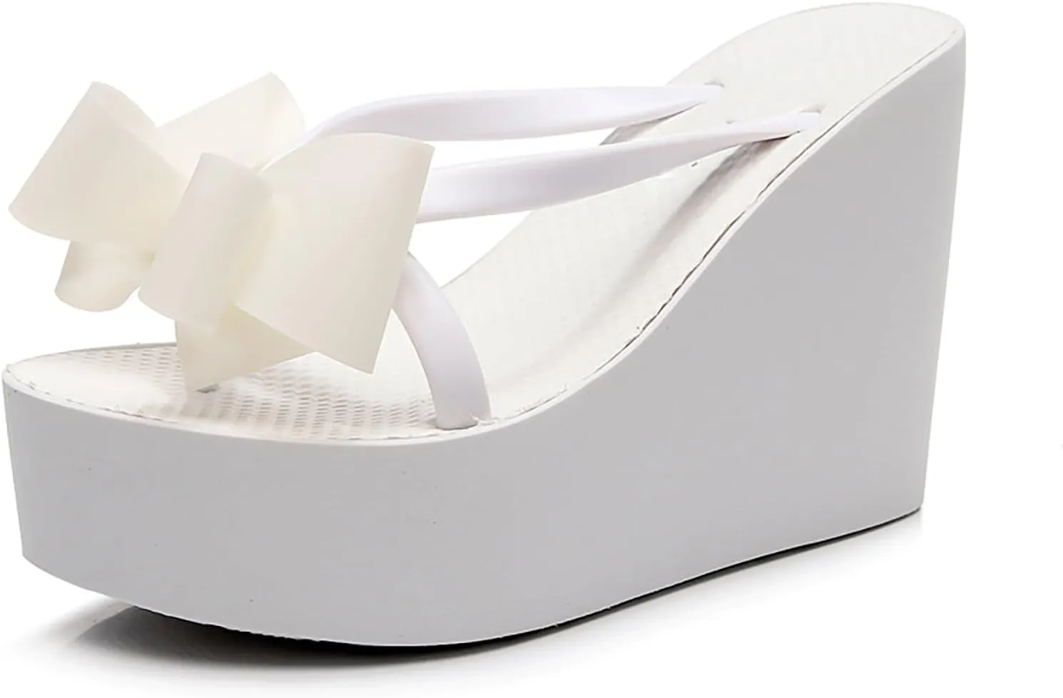 Women'S Bow Lace-Up Platform Wedge Flip Flops Fashion Round Peep Toe Slip-On Platform Flip Flops Summer Casual Beach Parties Sandals
