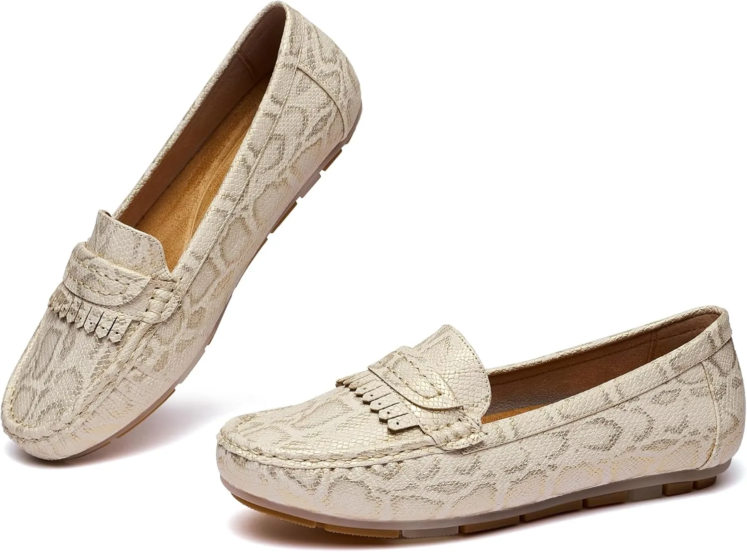 Women's Business Loafers Work Casual Flats Shoes Lightweight Penny PU Leather Slip On Walking Shoes