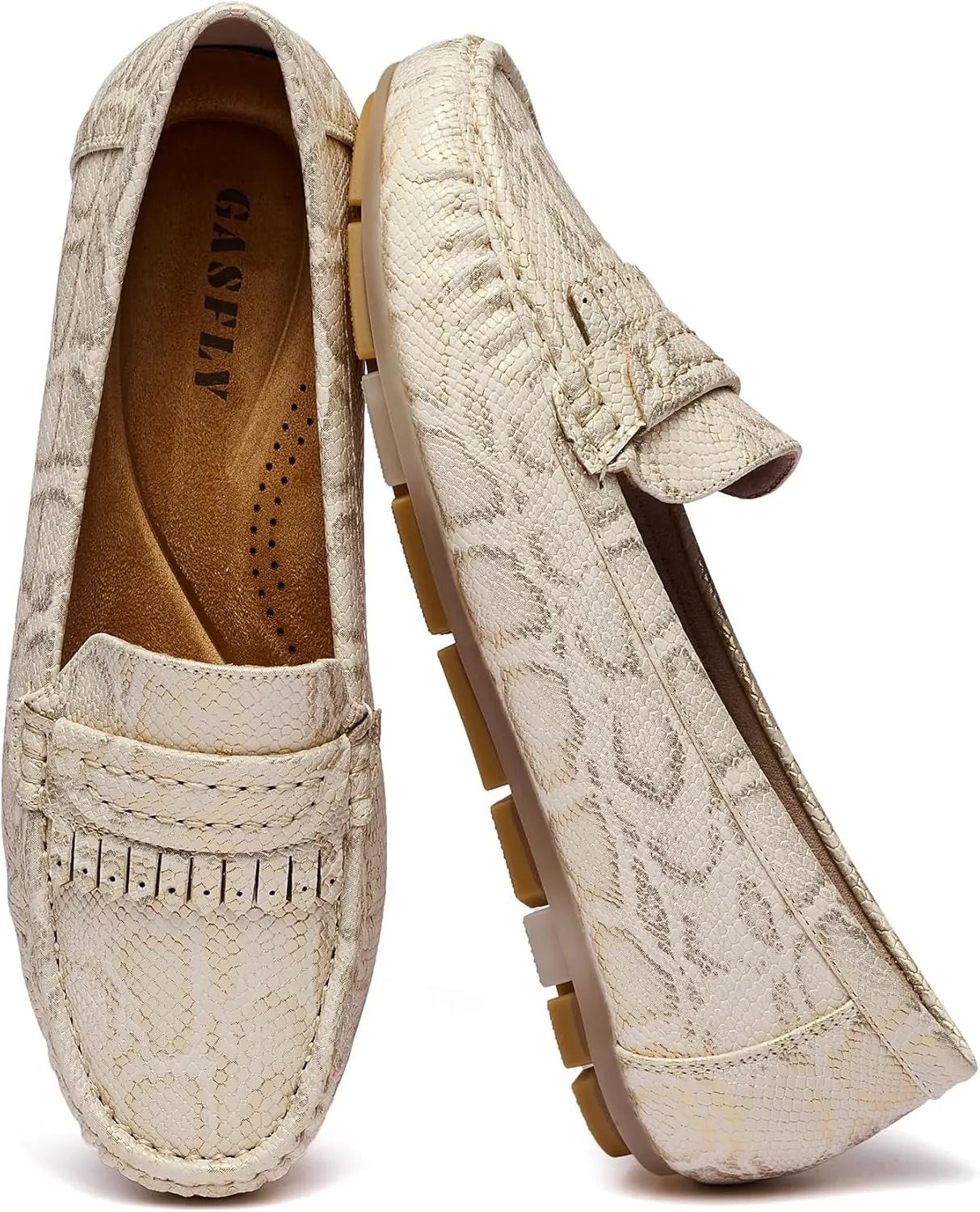 Women's Business Loafers Work Casual Flats Shoes Lightweight Penny PU Leather Slip On Walking Shoes