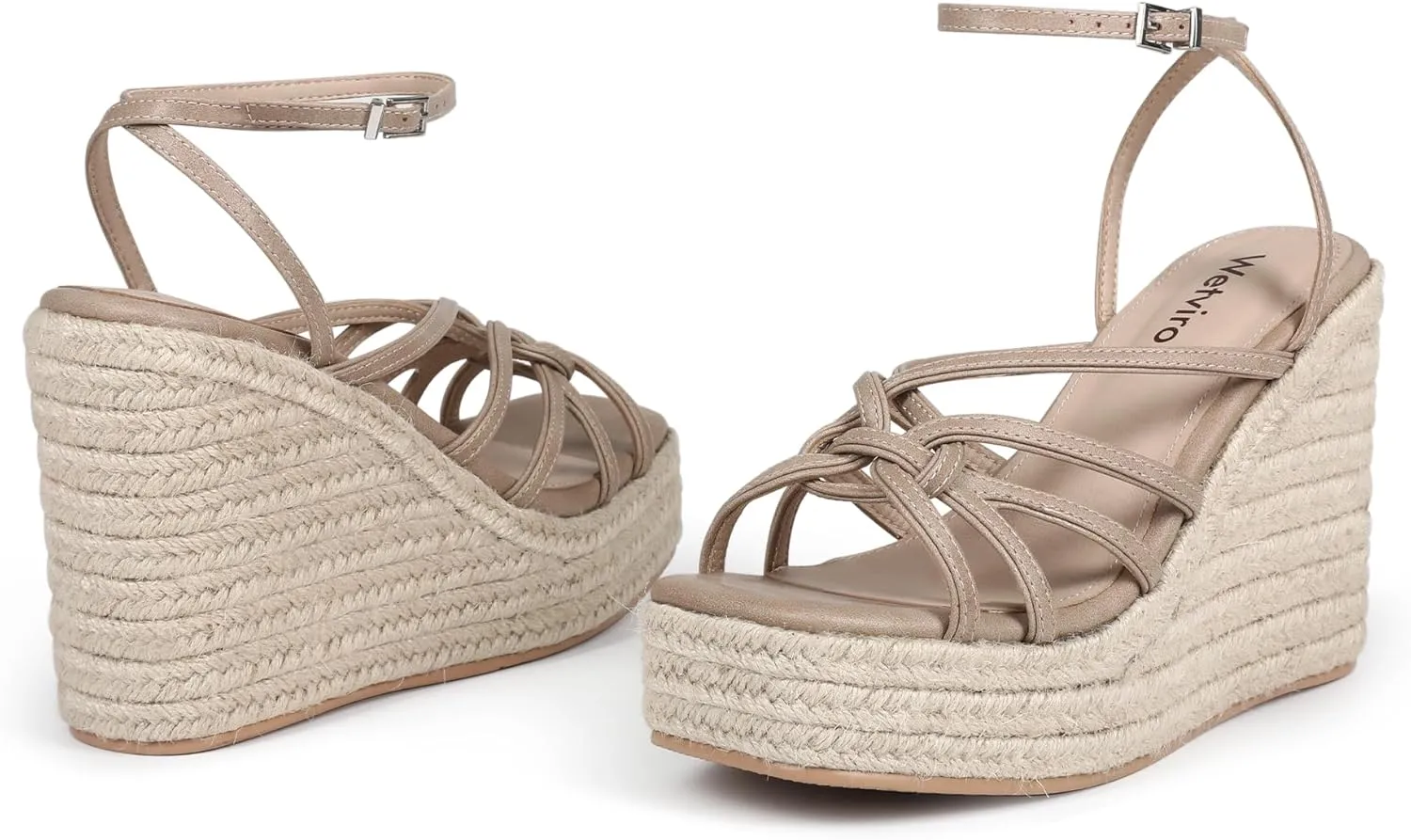 Women's Espadrille Wedge Sandal Casual Summer Square Toe Strappy Platform Sandal for Women