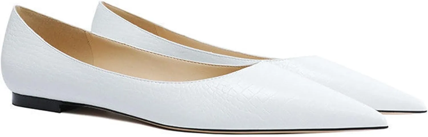 Women's Fashion Patent Leather Pointed Toe Shallow Mouth Flat Shoes Summer Closed Toe Comfort Dress Walking Flats
