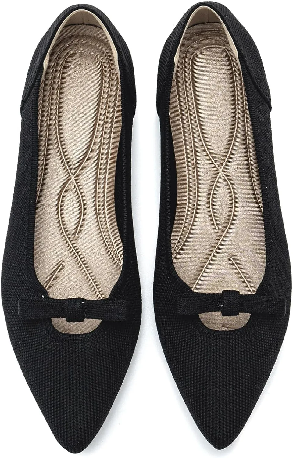 Women's Flats Shoes Comfortable Slip On Shoes Classic Dressy Pointed Toe Bow Knit Ballet Flat