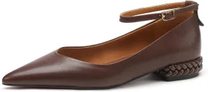 Women's Leather Handmade lace-up Shoes,Pointed Toe Formal Flats,Handmade Loafers,Low Heeled Pumps