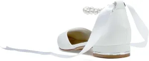 Women's Pointed Toe Satin Wedding Shoes for Bride Flats Bridal Shoes Evening Party Dress Shoes