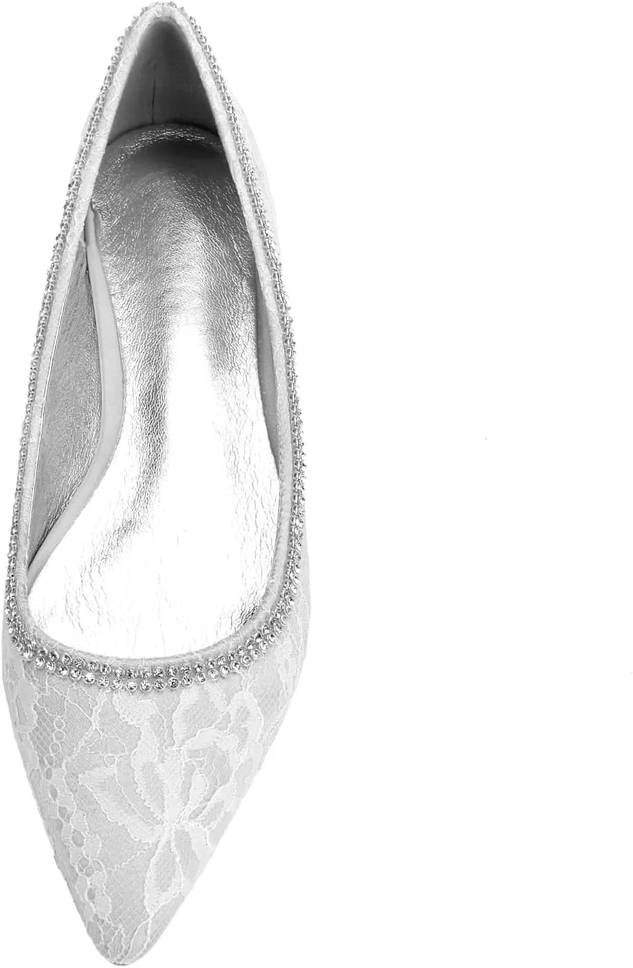 Women's Rhinestone Flats Fashion Pointed Toe Lace Low Heel Dress Wedding Flats Work Business Dance Ballet Flats
