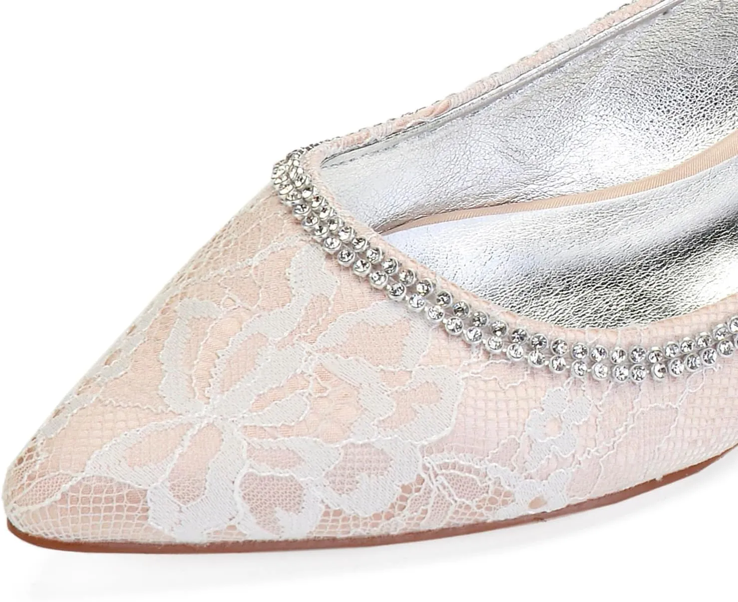 Women's Rhinestone Flats Fashion Pointed Toe Lace Low Heel Dress Wedding Flats Work Business Dance Ballet Flats