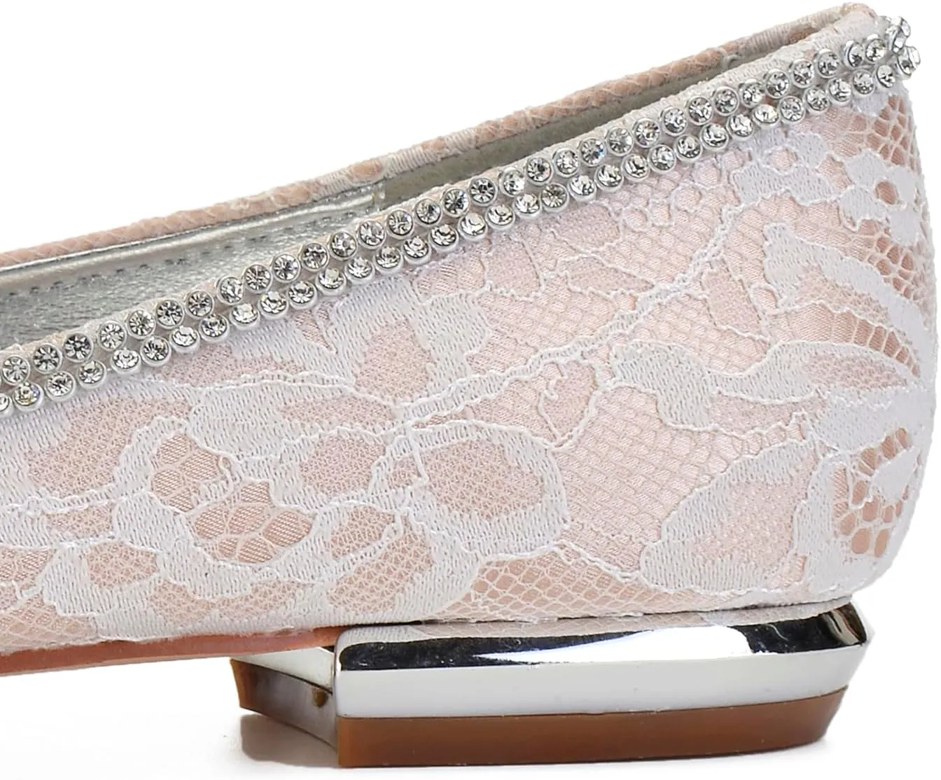 Women's Rhinestone Flats Fashion Pointed Toe Lace Low Heel Dress Wedding Flats Work Business Dance Ballet Flats