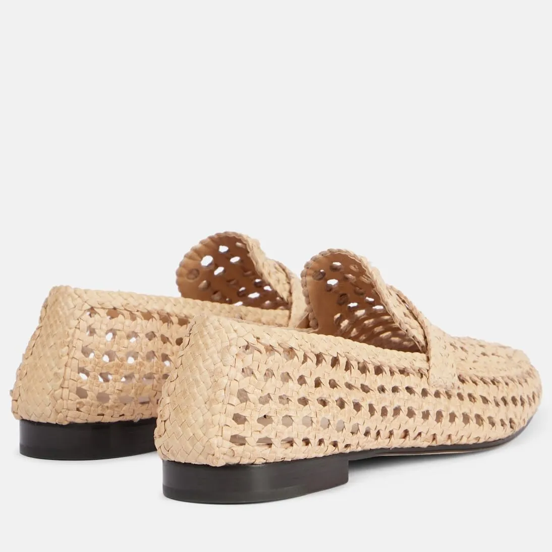 Women's Woven Loafers Breathable Cut Out Flat Shoes Leather Round Toe Low Heel Casual Slip On Work Shoes for Shopping Vacation