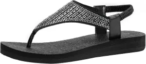 Women's Yoga Mat Flat Sling Sandals Slingback Rhinestone Flip Flops Sandal