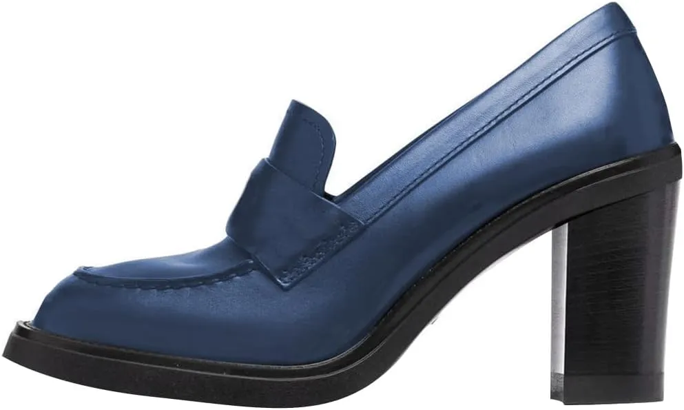 YDN Women Chunky High Heels Round Toe Oxford Loafer Shoes Slip On Office Work Pumps Size 4-16 US